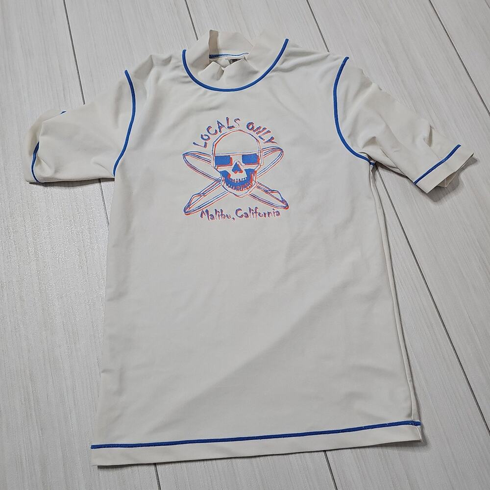 Cherokee Kids Rash Guard L Malibu California Locals Only Skull Surf Shirt